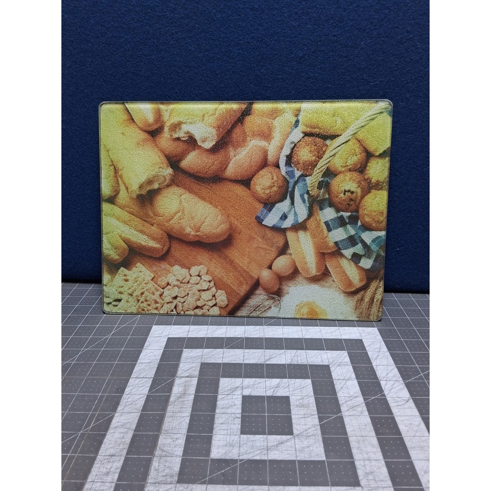 Glass Cutting Board Multicolor Bakery Bread‎ Muffins Country Kitchen